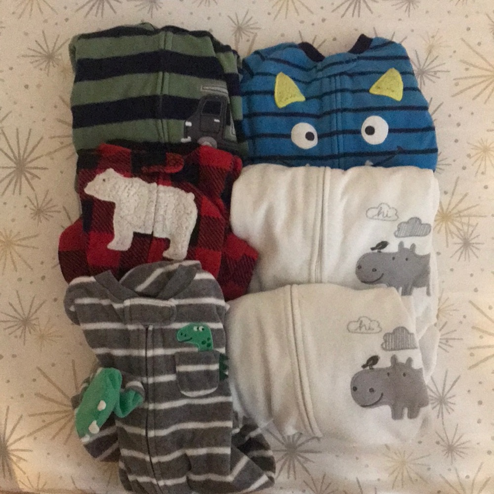Six 9 Month Carter’s Fleece PJs